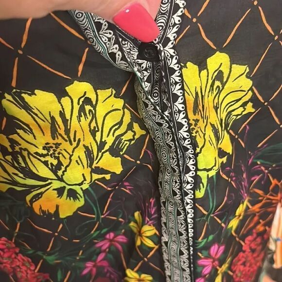 Alice + Olivia Silk Blend Dressy Rivera Trumpet Sleeve Floral Button Down  XS! - Picture 4 of 12